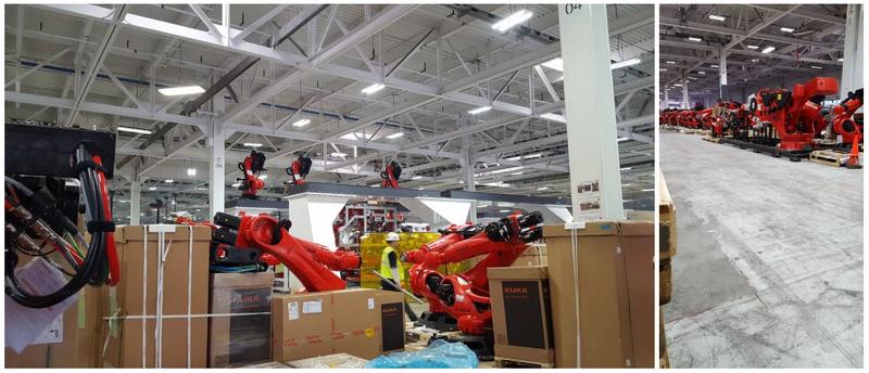 特斯拉model 3量产在即:大批制造机器人运抵特斯拉加州制造工厂